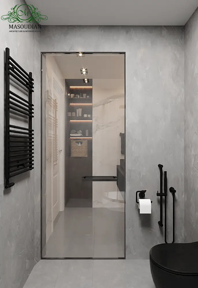 طراحی دکوراسیون حمام شیک توسط گروه معماری مسعودیان