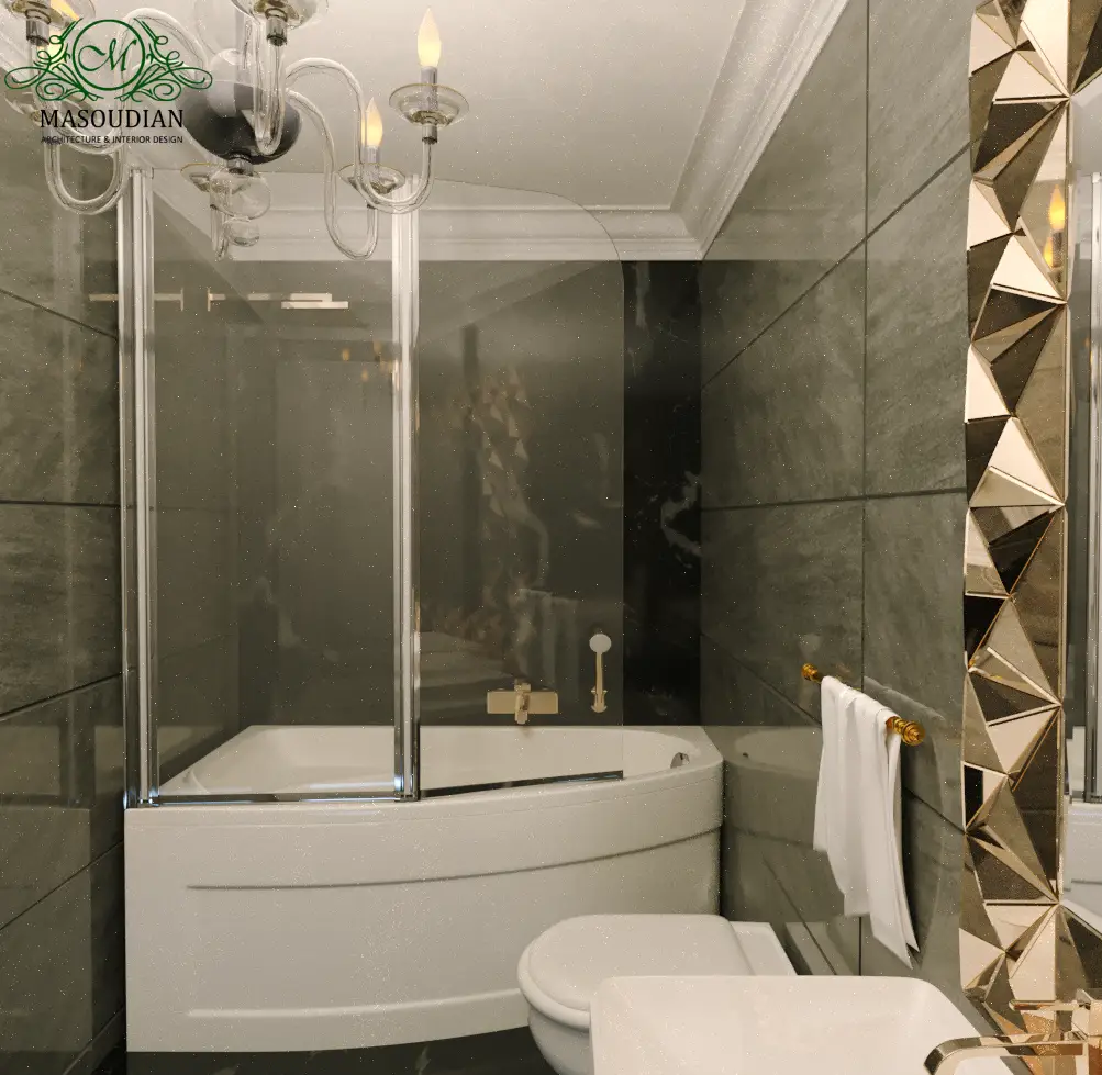 طراحی دکوراسیون حمام شیک توسط گروه معماری مسعودیان