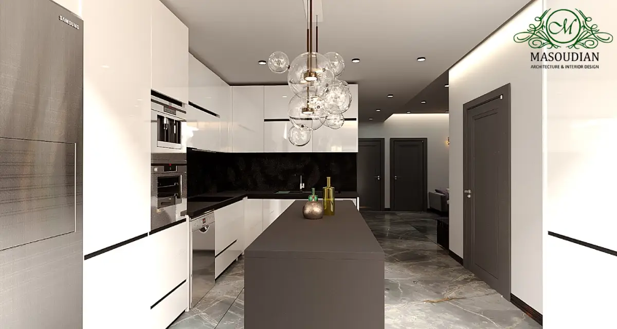 طراحی آشپزخانه ویلا مینیمال