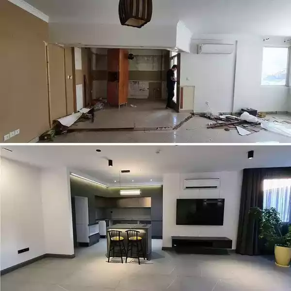 قبل و بعد بازسازی آشپزخانه 